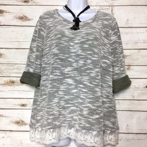 Ann Taylor LOFT Factory Textured Lace Detail Top